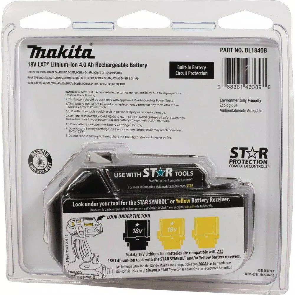 Makita 18V LXT Lithium-Ion 4.0Ah High Capacity Battery Pack with Fuel Gauge