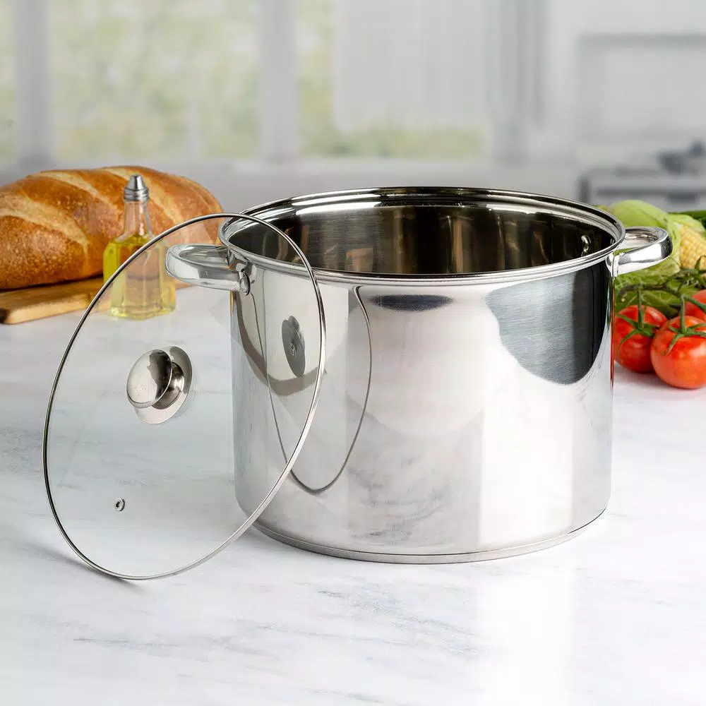 Ecolution Pure Intentions 16 Qt. Stainless Steel Stock Pot with Glass Lid