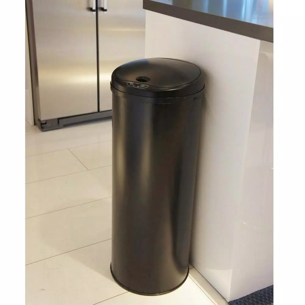 iTouchless 13 Gallon Matte Black Touchless Motion Sensor Trash Can with Odor Filter