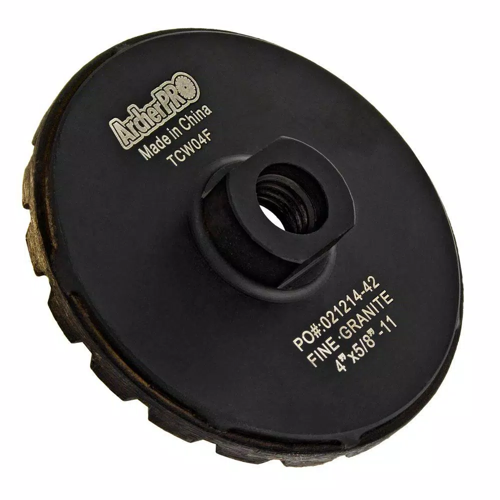 Archer USA Archer PRO 4 in. Turbo Diamond Grinding Wheel, 5/8 in.-11 Thread, Fine Grit for Stone and Concrete
