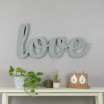 Pinnacle Love Grey Wood Decorative Sign - Handcrafted Rustic Farmhouse Script Wall Decor thumbnail 1