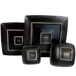 Elama Naina 16-Piece Modern Black Stoneware Dinnerware Set, Service for 4 thumbnail 4