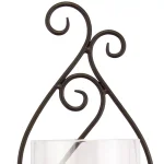 Stonebriar Collection Stonebriar Black Metal Scrolled Pillar Candle Sconce with Glass Cylinder thumbnail 2