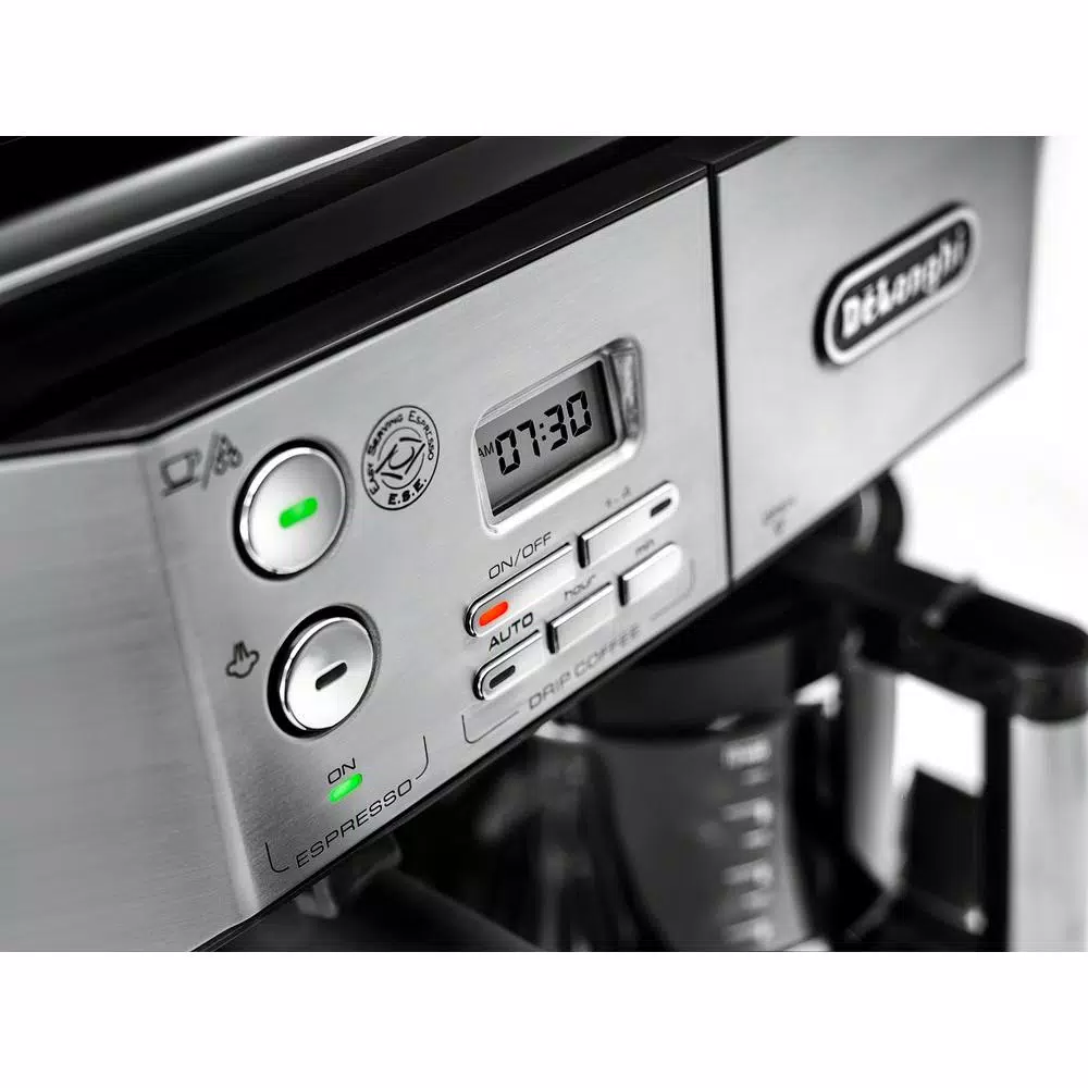 DeLonghi De'Longhi BCO430 All-In-One 10-Cup Drip Coffee Maker and Espresso Machine, Stainless Steel
