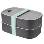 BergHOFF Leo Grey and Mint 3-Piece Dual Bento Box Set - Microwave & Freezer Safe Lunch Containers thumbnail 1