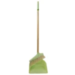 Home Basics 10 in. Green Bamboo Broom and Dustpan Set with Angled Nylon Bristles thumbnail 2