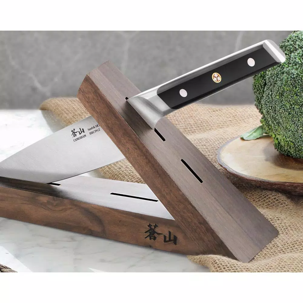 Cangshan TAI Triangle Walnut Wood Knife Block - Single Slot Countertop Storage