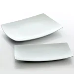 Gibson Elite Gracious 2-Piece White Ceramic Rectangular Serving Platter Set thumbnail 1
