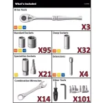Husky 270-Piece Mechanics Tool Set with 1/4 in., 3/8 in., and 1/2 in. Drive Ratchets thumbnail 8