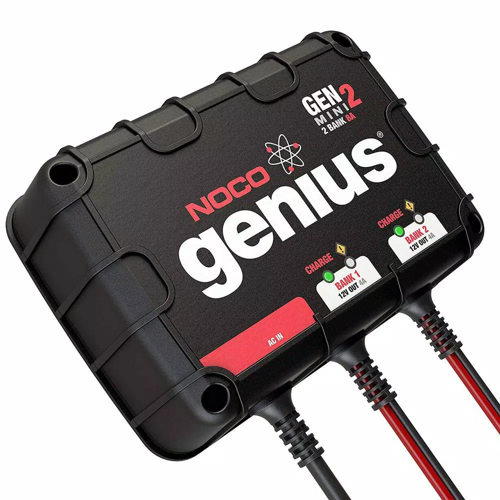 NOCO Genius GENM2 8 Amp 2-Bank On-Board Battery Charger for 12V Lead Acid Batteries