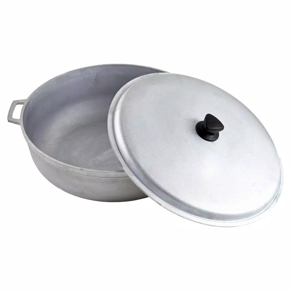 IMUSA 17.9 qt. Cast Aluminum Caldero with Natural Finish and Tight Fitting Lid
