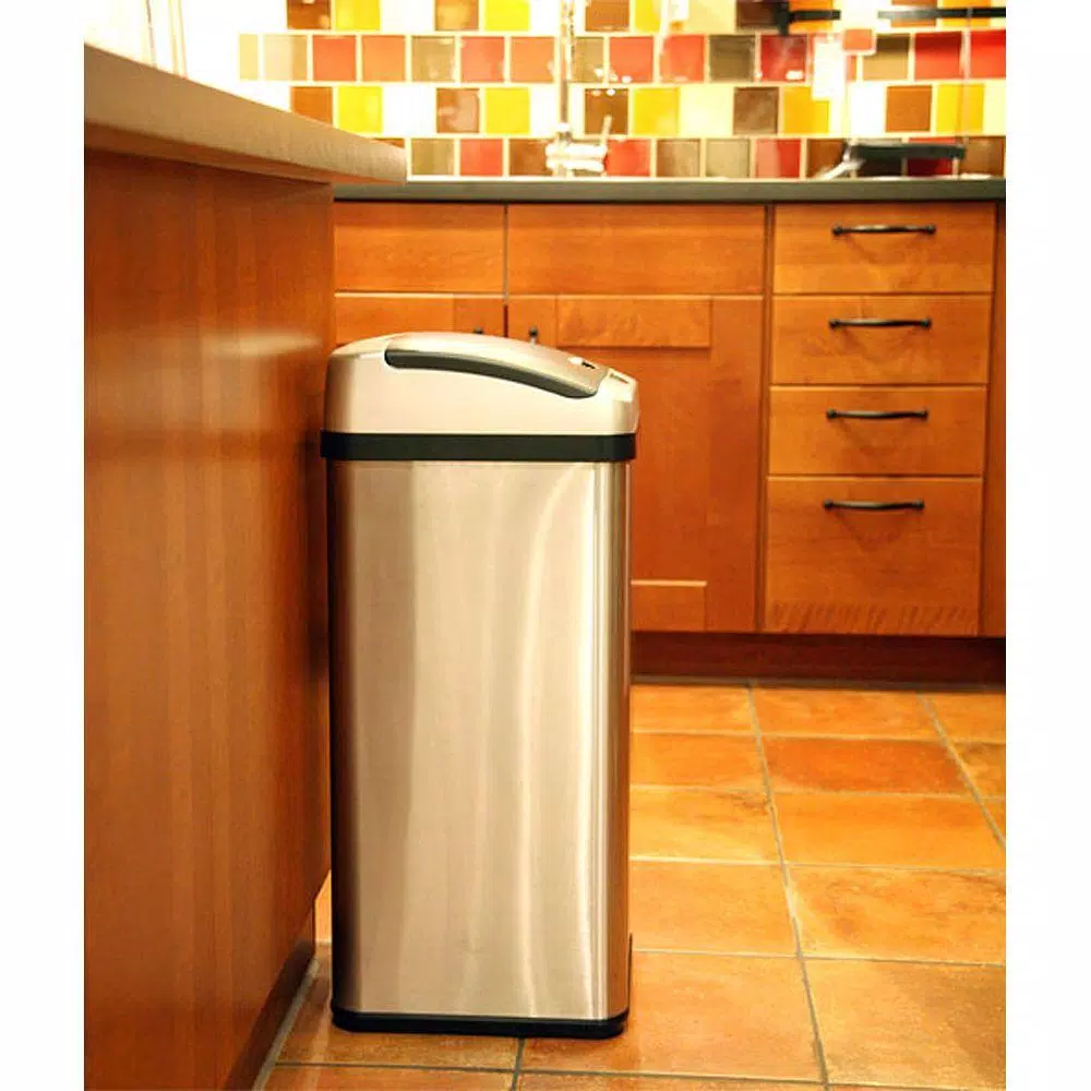 iTouchless Platinum Edition 13 Gal. Stainless Steel Touchless Motion Sensing Trash Can with Extra-Wide Opening
