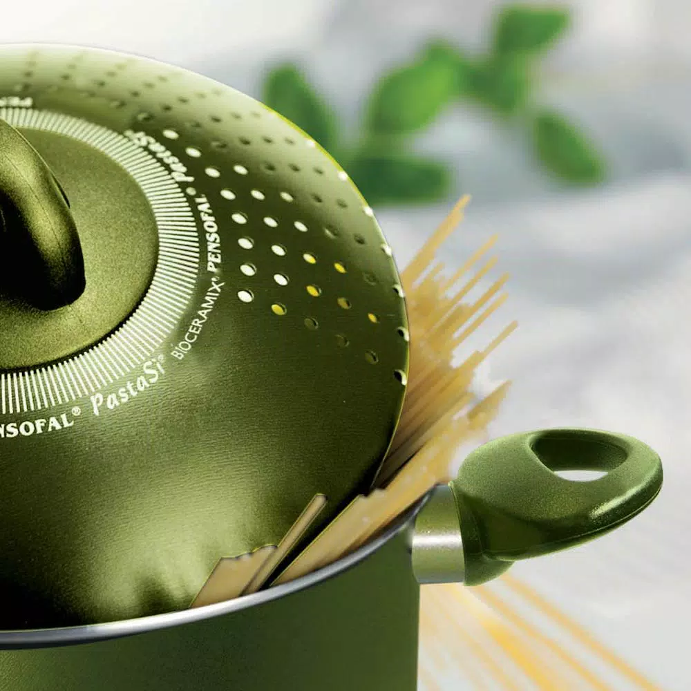 Pensofal PastaSI 5 Qt. Aluminum Nonstick Pasta Pot with Locking Strainer Lid - Terre di Siena