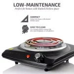 Ovente BGC101 1000W Electric Single Coil Burner Hot Plate, 6-Inch Heating Surface, Black thumbnail 4