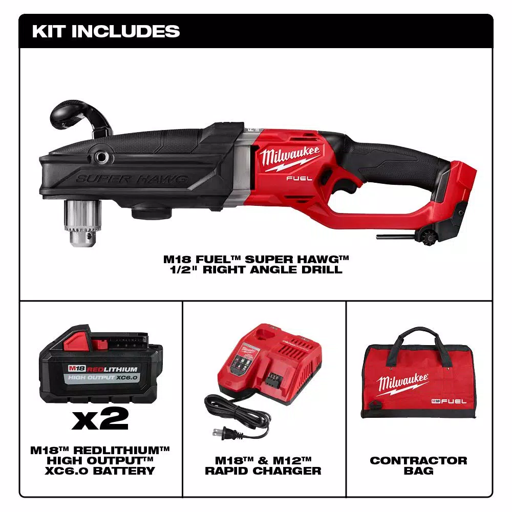 Milwaukee M18 FUEL 1/2 in. Right Angle Drill Kit, Gen 2 Brushless Cordless