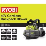 RYOBI Reconditioned 40V Lithium-Ion Cordless Backpack Blower with 5 Ah Battery and Charger thumbnail 12