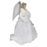Northlight 13 in. Lighted Fiber Optic Angel Christmas Tree Topper with White Gown thumbnail 2