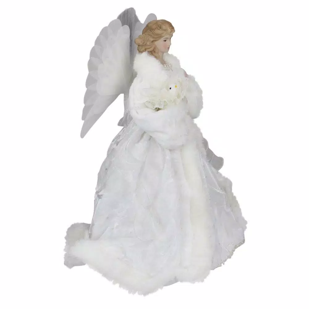 Northlight 13 in. Lighted Fiber Optic Angel Christmas Tree Topper with White Gown