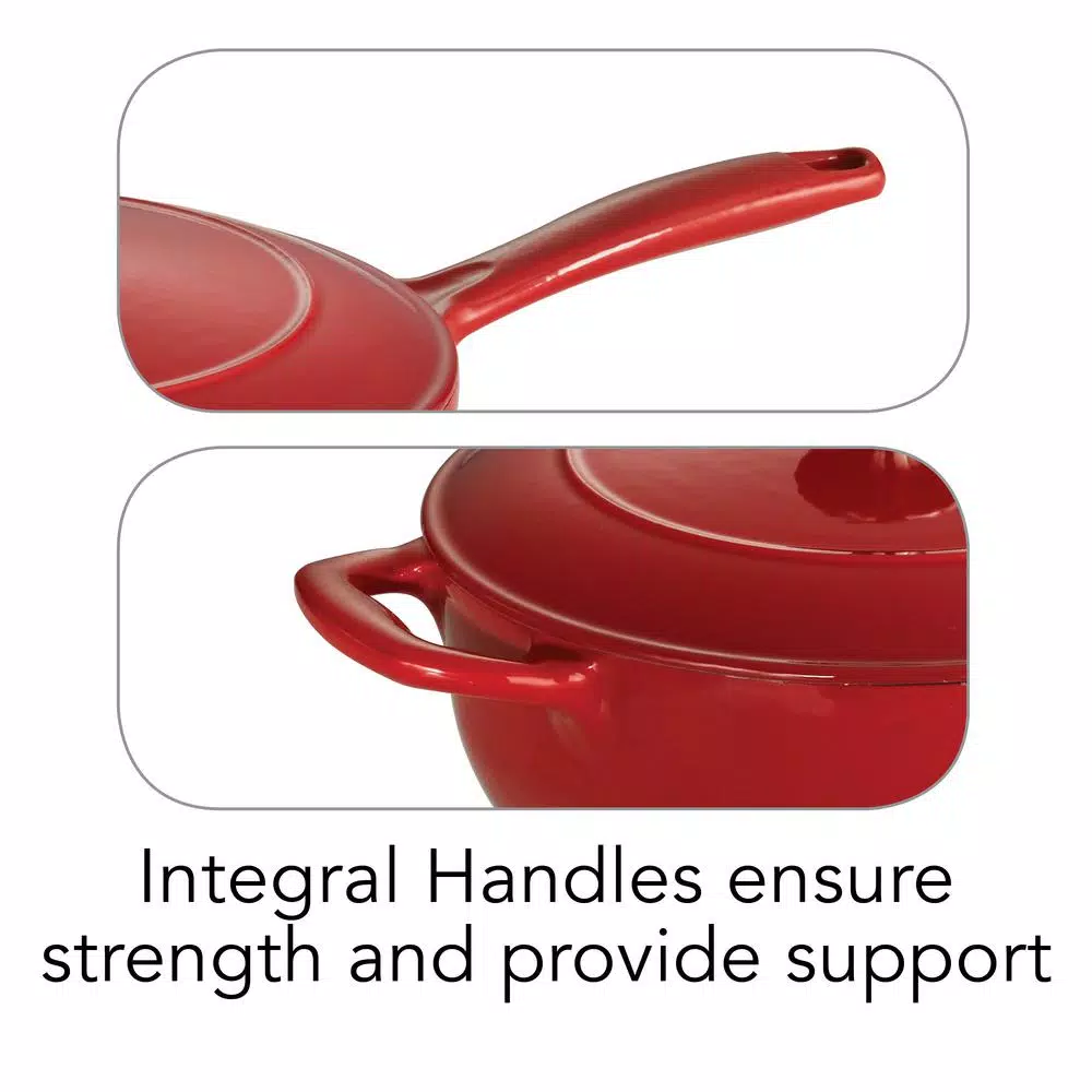 Tramontina Gourmet 3 Qt. Enameled Cast Iron Saucier with Lid, Gradated Red