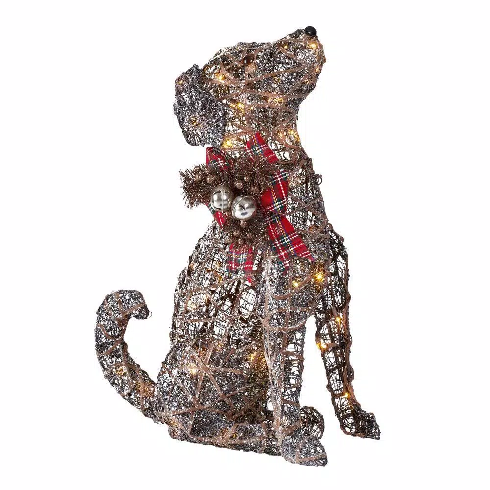 Home Accents Holiday 2.5 ft Meadow Frost Brown LED Dog Christmas Yard Decoration