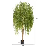 Nearly Natural Inc. 7 ft. Artificial Willow Tree with Green Leaves thumbnail 2