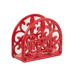Home Basics Cast Iron Fleur De Lis Napkin Holder - Red Farmhouse Tabletop Decor thumbnail 1