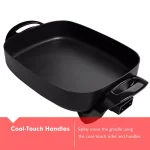 Boyel Living 12 in. Square Black Nonstick Ceramic Electric Skillet, 1400W with Tempered Glass Lid thumbnail 6