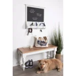Kate and Laurel Stallard White Multi-Function Chalkboard Memo Board with Hooks and Pockets thumbnail 4