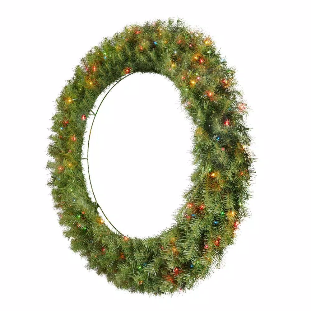 Home Accents Holiday 48 in. Norwood Fir Artificial Christmas Wreath with 200 Multi-Color Incandescent Lights