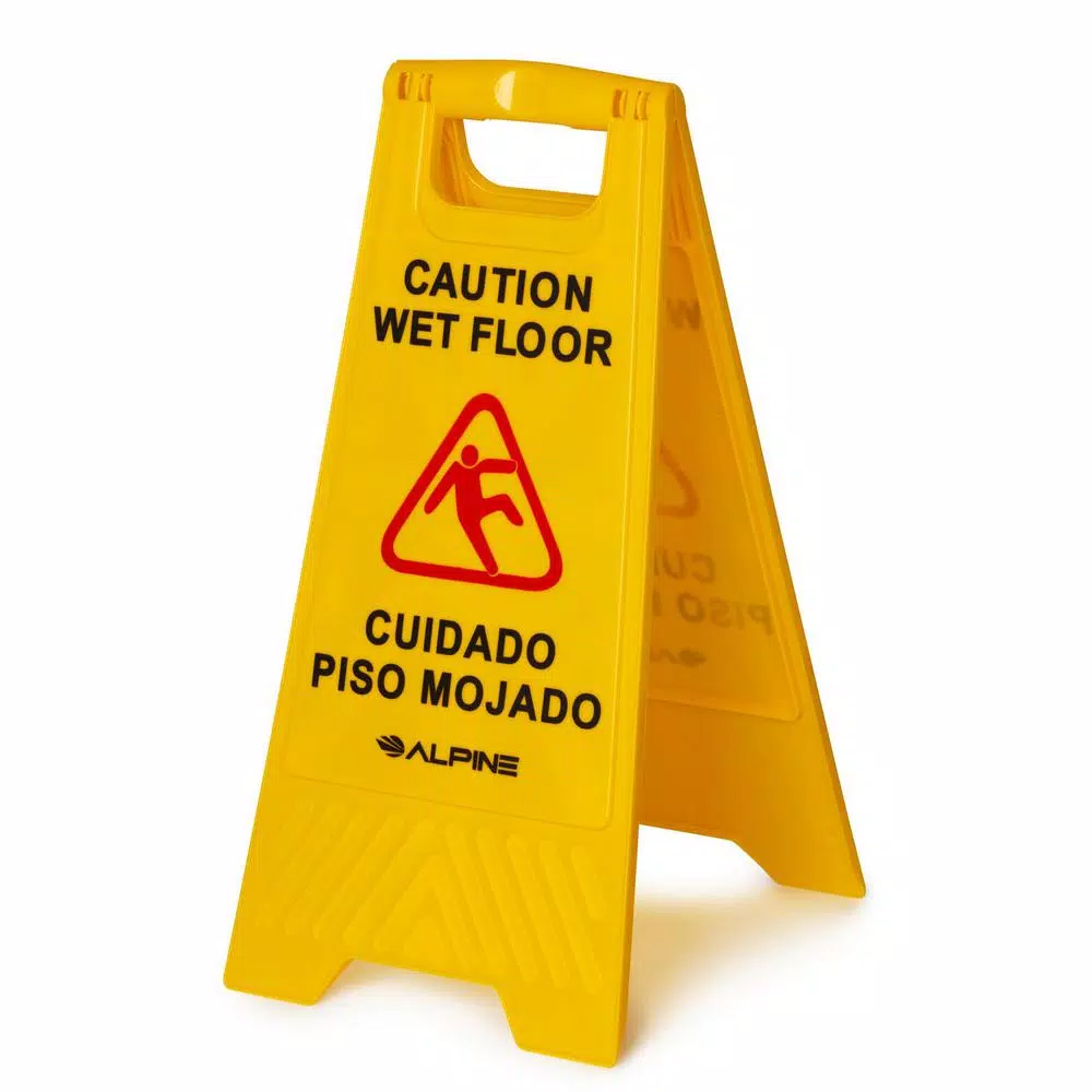 Alpine Industries 24 in. Yellow Multi-Lingual Wet Floor Caution Sign