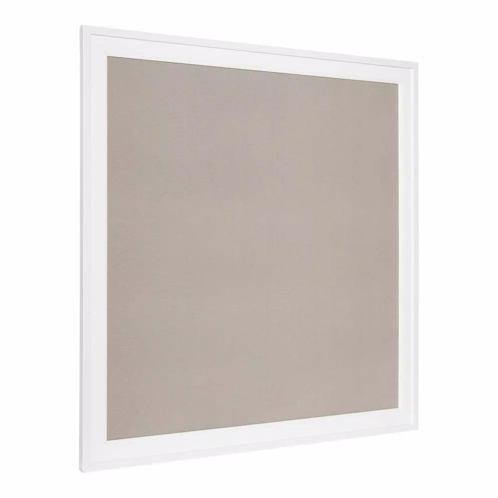 DesignOvation Bosc White Fabric Pinboard Framed Linen Memo Board, 31.5 x 31.5 in