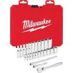 Milwaukee 26-Piece 1/4 in. Drive SAE Ratchet and Socket Set thumbnail 1