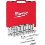 Milwaukee 3/8 in. Drive SAE/Metric Ratchet and Socket Set, 56-Piece Mechanics Tool Kit thumbnail 1