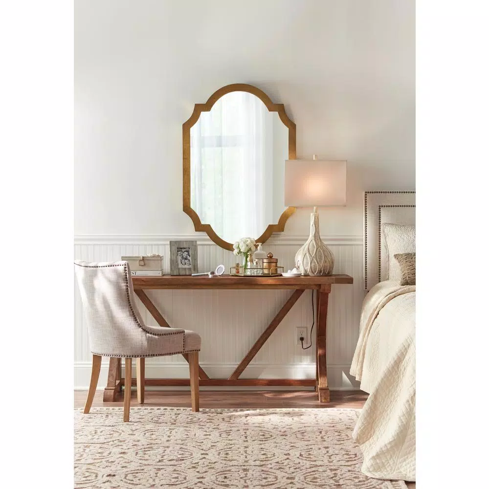 Titan Lighting Gold Mirrored Hexagonal Decorative Trays, Set of 2, Metal Transitional Style