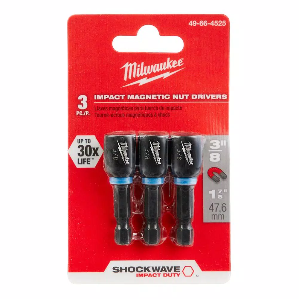 Milwaukee SHOCKWAVE 3/8 in. x 1-7/8 in. Magnetic Nut Driver 3-Pack
