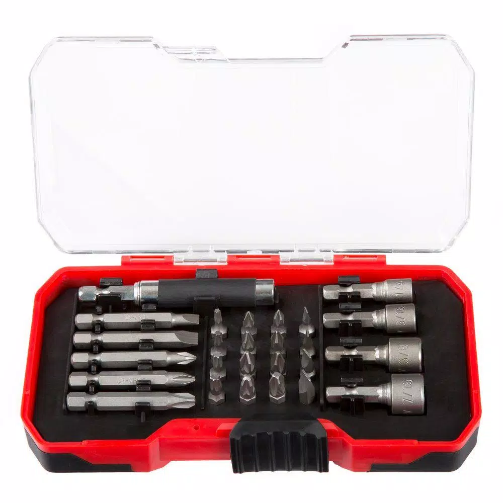 Stalwart 26-Piece Power Bit and SAE Nut Driver Set with Ergonomic Handle and Storage Case