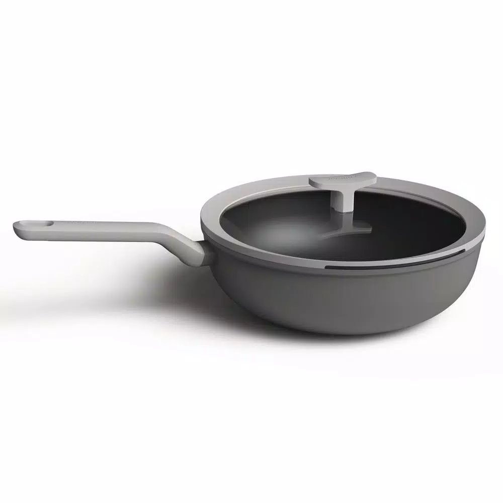 BergHOFF Leo 11 in. Aluminum Nonstick Wok with Glass Lid, Grey