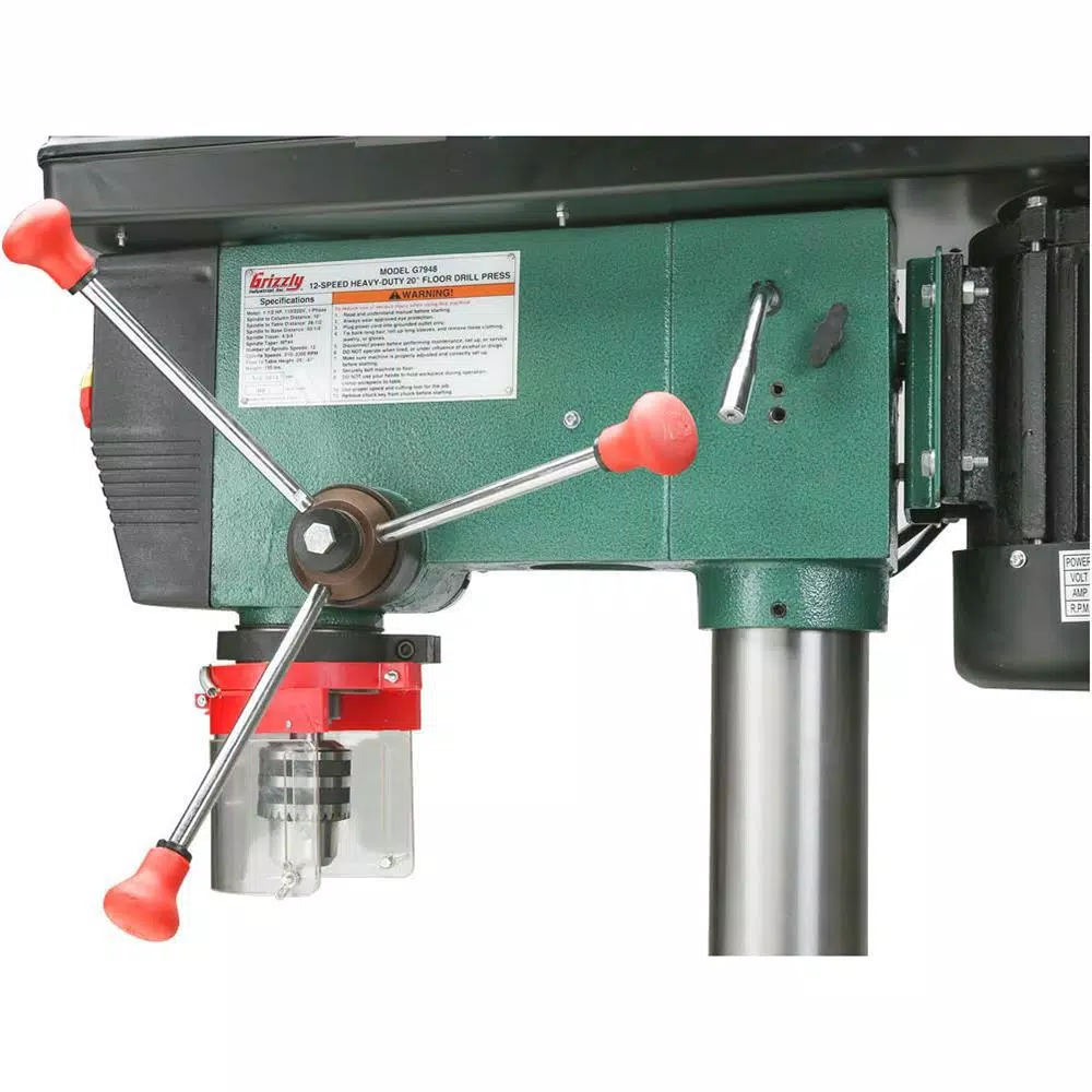 Grizzly Industrial 20 in. 12-Speed Floor Drill Press with 1-1/2 HP Motor and MT #4 Spindle Taper