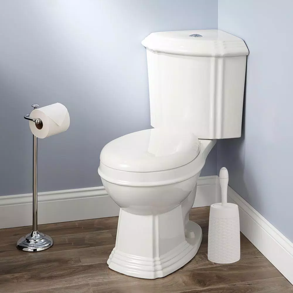 Mind Reader 12 in. Plastic Magic Toilet Brush and Holder Set in Ivory