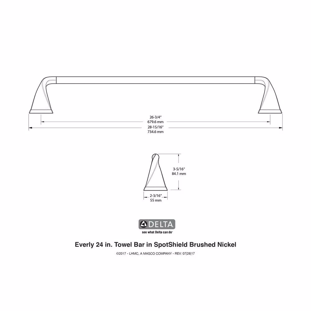 Delta Everly 24 in. Towel Bar in SpotShield Brushed Nickel