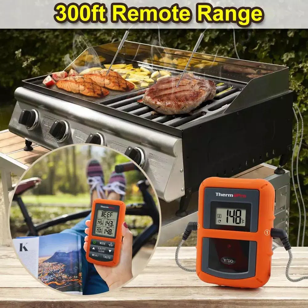 ThermoPro TP20 Wireless Digital Meat Thermometer with Dual Probes for BBQ Smoker Grill and Oven