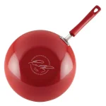 Rachael Ray Classic Brights 11 in. Aluminum Nonstick Stir Fry Pan with Glass Lid, Red Gradient thumbnail 3