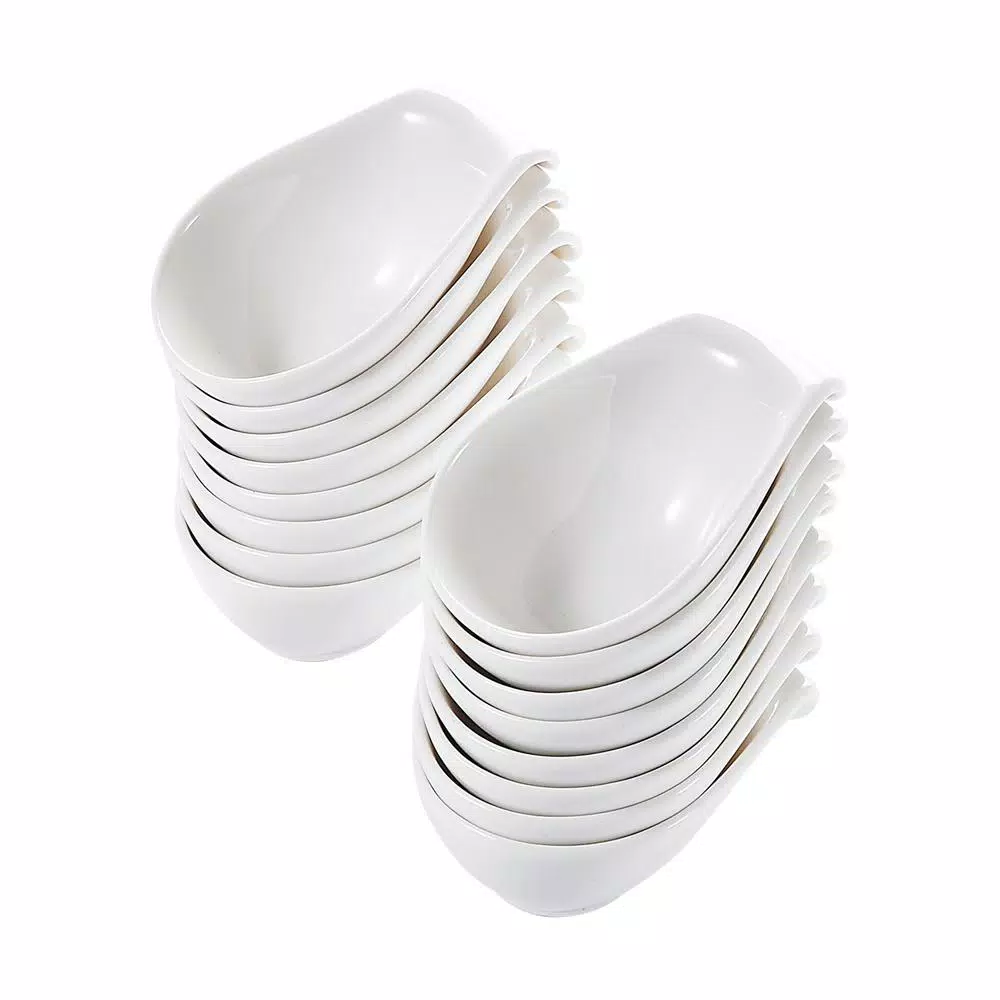 MALACASA 3.75 in. White Porcelain Ramekins Set of 16, Ceramic Souffle Dishes and Serving Bowls