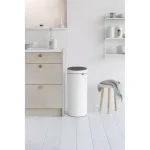 Brabantia 8 Gallon Touch Top Trash Can in White - Round Steel Kitchen Waste Bin thumbnail 4
