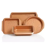 Gibson Home Richmound 4-Piece Copper Nonstick Carbon Steel Bakeware Set with Floral Embossed Design thumbnail 1