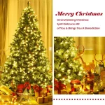 Costway 7.5 ft. Pre-Lit Artificial Christmas Tree with 540 Warm White LED Lights and 71 Pine Cones thumbnail 3