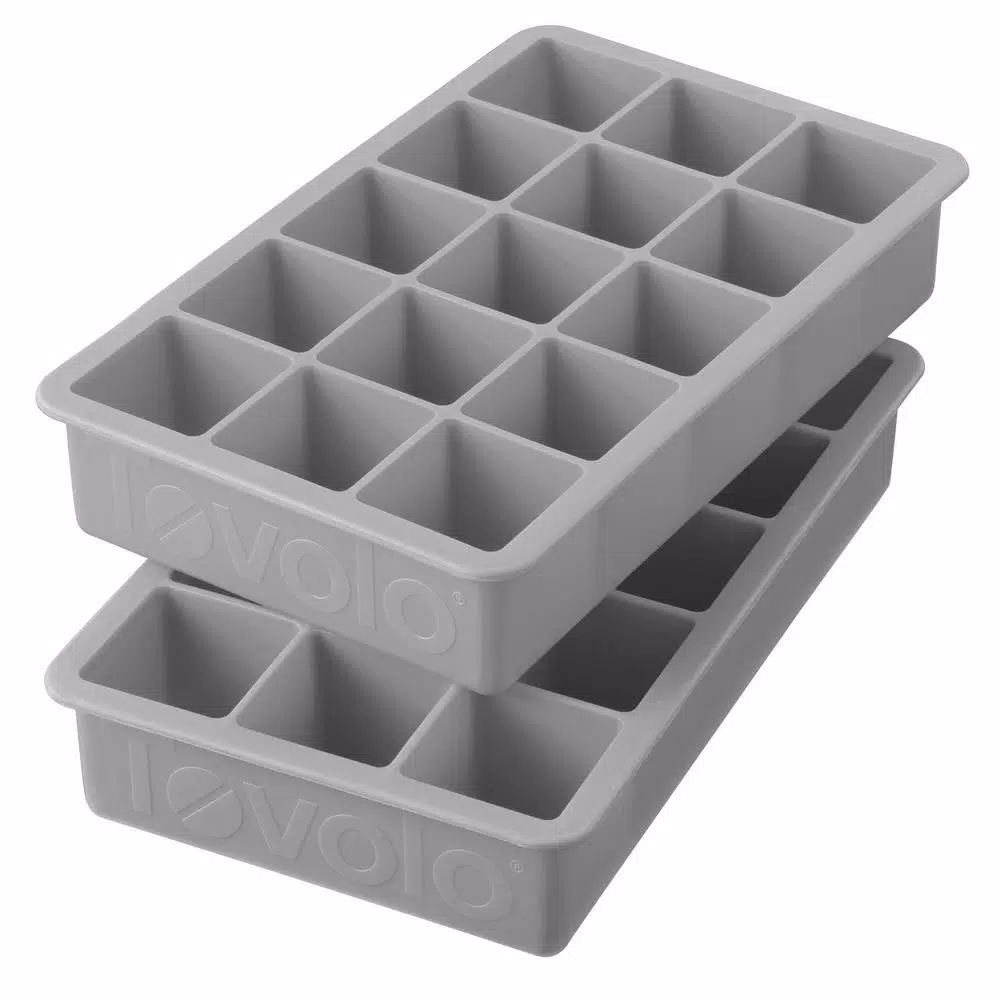 Spectrum Tovolo Perfect Cube Silicone Ice Mold Trays, 2-Piece Set, Oyster Gray
