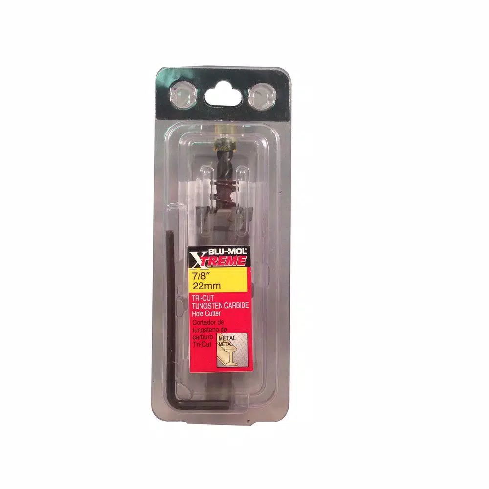 BLU-MOL 7/8 in. Xtreme Tri-Cut Tungsten Carbide Hole Cutter for Metal