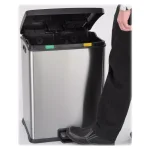 Safco 15 Gal. Stainless Steel Recycling Station - Dual Compartment Step Trash Can thumbnail 2