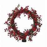 Worth Imports 18 in. Artificial Lighted Holiday Wreath with Poinsettias, Berries, and Timer thumbnail 1